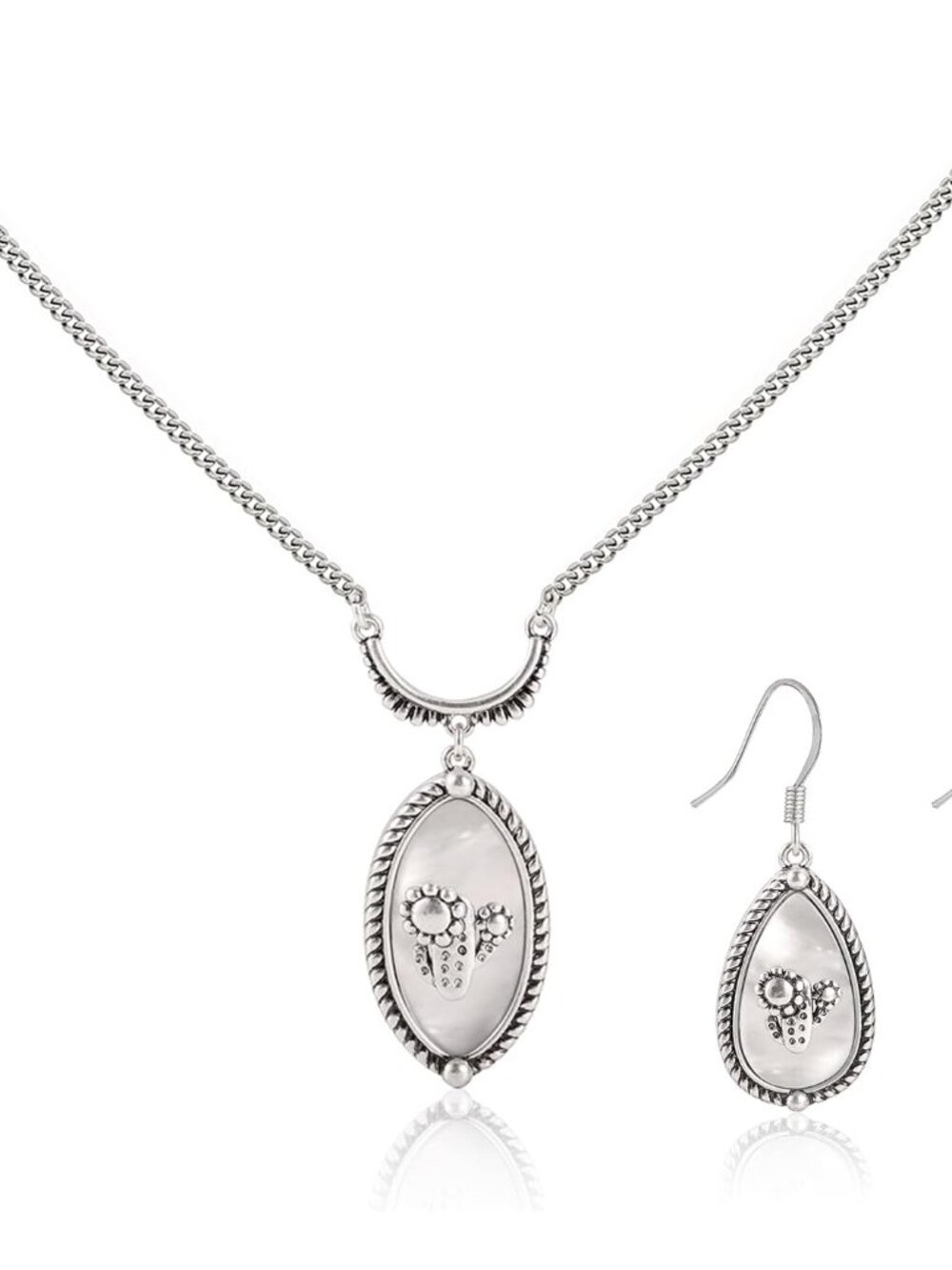Wrangler Western Turquoise Jewelry Set for Women Silver Plated Cactus Stone Coun